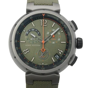 LOUIS VUITTON WATCH TAMBOUR OUTDOOR CHRONOGRAPH GMT QA154Z AUTOMATIC GREEN MEN'S - Picture 1 of 6