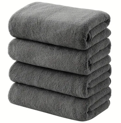 4 peças toalhas de banho cinza ultra macias secagem rápida altamente absorventes leves - Imagem 1 de 3