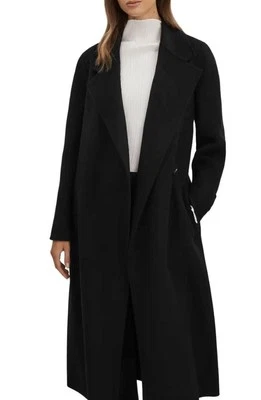 $685 - REISS Emilie Belted Wool Blend Coat in Black Size 14 - Image 1 of 4
