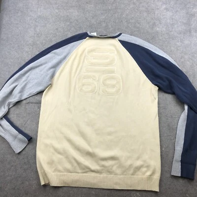 Sean John Sweater Men 3XL Beige Gray Blu Long Sleeve Embroidered Logo Hip Hop* - Image 1 of 4