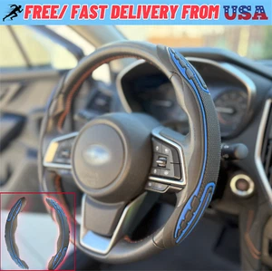 Blue Black Sports Steering Wheel Cover Universal Fit Grip Protector - Picture 1 of 10