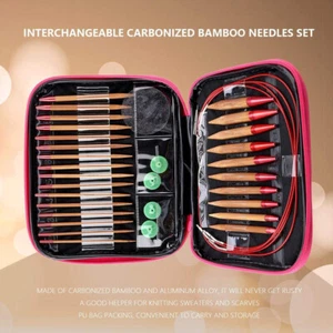 Juego de agujas de bambú carbonizadas desmontables para cambiar cuerda agujas de tejer circulares - Imagen 1 de 13