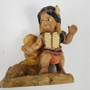 Vintage Ceramic Native American Indian Child & Rabbit Figurine 4 Inch - Picture 1 of 6