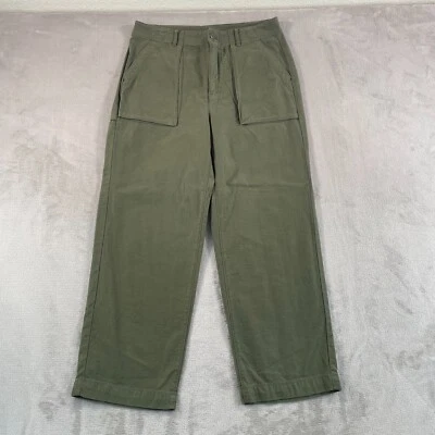 J Crew Wide Leg Cargo Pants Women 8 Army Green Sateen Patch Pockets NWOT $128 - Image 1 of 4