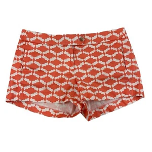 J.Crew 3" Printed Stretch Chino Short Orange White Geometric Sz 8 Cotton Spandex - Picture 1 of 6