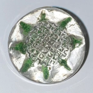 Antique Clear Glass Button Backpainted Faceted Flower Grid Center Shank 9/16" - Picture 1 of 7