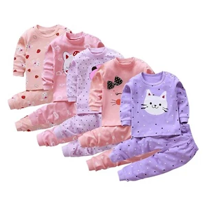 Winter Fall Toddler Girls Long Sleeved Cat Print Tops And Pants For 0-7 Years - Picture 1 of 28
