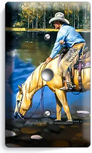 COUNTRY WESTERN COWBOY CAVALLO LAGO MONTAGNE LUCE DIMMER CAVO PIASTRE DA PARETE DECORAZIONE - Foto 1 di 1