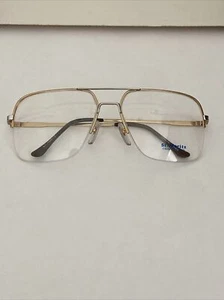 New Double Bridged Silver & Gold Aviator Half Rim Eyeglass Frame 60-14-140 - Picture 1 of 9