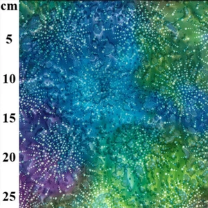 Batik Cotton Fabric by John Louden 100% Cotton Green / Blue Floral JLB0109 Col 2 - Picture 1 of 2