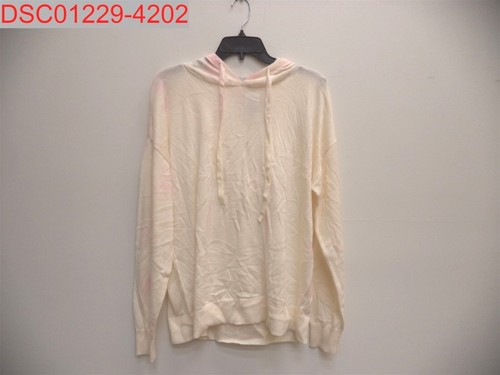 OFF WHITE Felpa con cappuccio donna Pink Stains Member's Mark misto cashmere panna M 193968224059