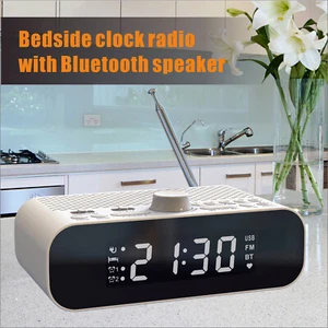 Alarm Clock Radio BT Speaker Streaming Play LED Display Bedside FM Clock Radio - Picture 1 of 9