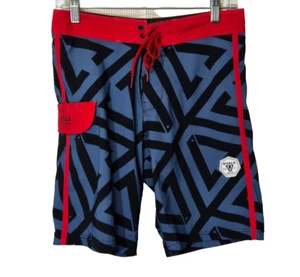 Vissla Board Shorts Mens 28 Blue Red Geometric Stretch Coconut - Picture 1 of 8