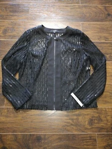 Alex Marie Black sequin Cosima Jacket Women Size 16 Long Sleeve - Picture 1 of 5