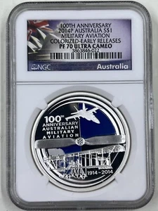 2014P Australia S$1 NGC PF70 Ultra Cameo 100th Anniversary Military Aviation - Picture 1 of 4