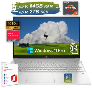 Portátil HP Pavilion 15,6 táctil AMD Ryzen 7 hasta 64 GB RAM 2 TB SSD Pro Office 2024 - Imagen 1 de 12