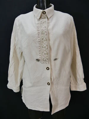 Gr.48 Trachtenbluse creme Bluse Baumwollmischung mit Stickerei TB8162 - Bild 1 von 4