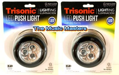 2X Battery Mini 3 LED Push On Off Light Utility Cabinet Closet Lighting Black - Image 1 of 4