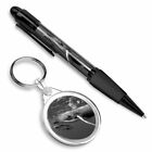 Pen & Keyring (Round) - BW - Baby Whale Ocean Sea Nature #37971