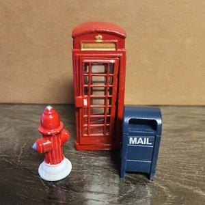 VTG Lemax Telephone Booth Coventry Cove Village Accessories W/ Hydrant Mailbox - Picture 1 of 8