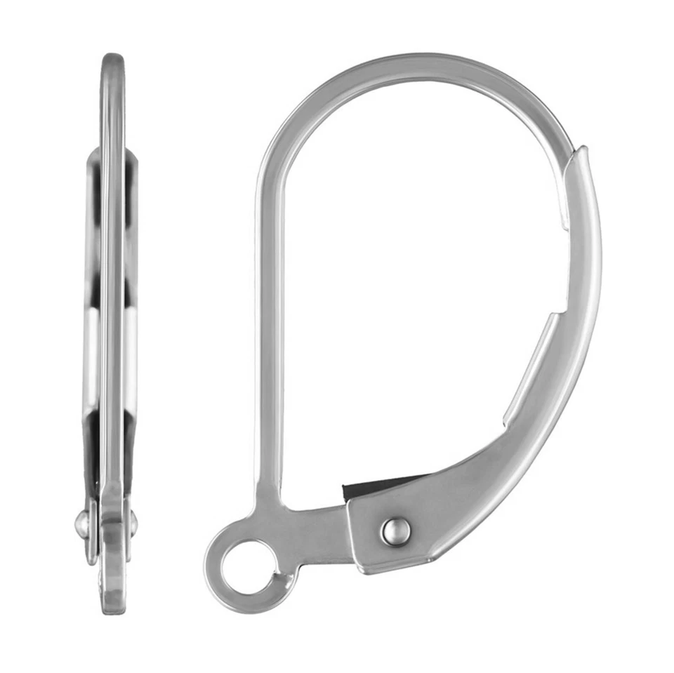 Sterling Silver Leverback Earrings with Ring - Spring Clip Continental Earrings - Image 1 of 1