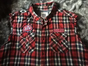 Stone Temple Pilots STP Patch Checked Plaid Tartan Shirt Scott Weiland Grunge XX - Picture 1 of 12