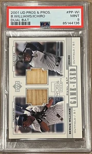 2001 UD Pros & Prospects ICHIRO & BERNIE WILLIAMS Dual Bat PSA 9 Rookie - Picture 1 of 2