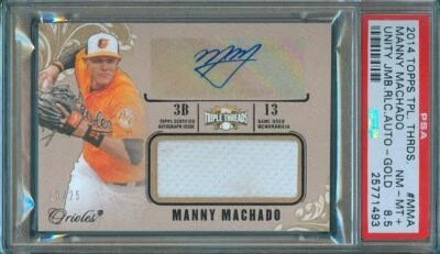2014 Topps Triple Threads MANNY MACHADO Game Jersey Relic/Auto #10/25 PSA 8.5 - Image 1 of 2