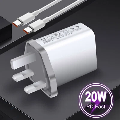 20W PD USB-C Fast Charger Wall Adapter With Cable For iPhone Samsung Android LG - Image 1 of 4