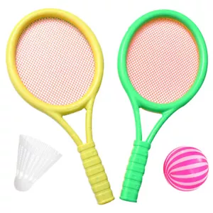 2 Rackets Kids Tennis Set with 2 Balls Plastic Toys for Children Outdoor Play - Picture 1 of 12