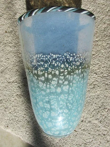Large 11" Original Custom Made Beautiful Blown Glass Vase Signed Oregon Artist - Picture 1 of 4