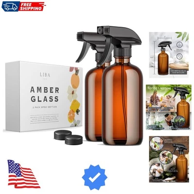 Versáteis frascos de spray de vidro âmbar 16 oz, bico ajustável para limpeza e óleos - Imagem 1 de 4