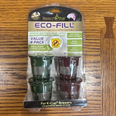 Упаковка из 4 многоразовых кофейных капсул Eco-Fill на одну порцию фильтры для Keurig Kcup новые - Изображение 1 из 4