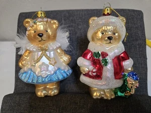 Glass Bear Christmas Ornaments 5" Tall Decor Tree Decorations - No Boxes  - Picture 1 of 3