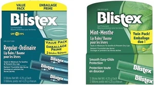 Blistex Regular Lip Balm Value Pack 3 count & Mint Lip Balm Twin Pack 2 count - Picture 1 of 6