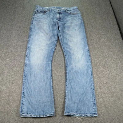 Gap 1969 Jeans Mens 34x32 Blue Boot Cut Western Cowboy Light Wash Distressed - Image 1 of 4