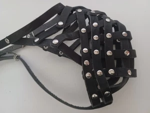 Cesta de cuero real segura bozal para perro 13"- 4" hocico Rottweiler Golden Retriever - Imagen 1 de 20