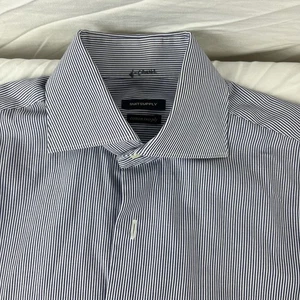 Suitsupply Cotton Two Ply Button Up Striped Blue White Dress Shirt Size 39/15.5 - Picture 1 of 8