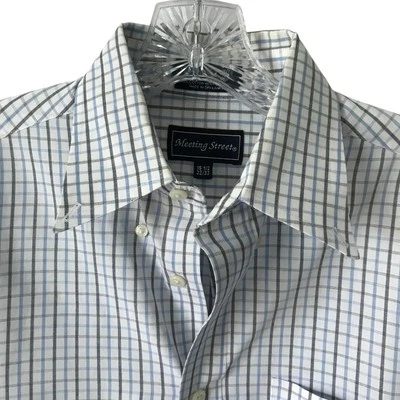 Camisa de calle de reunión para hombre vestido a cuadros manga larga negocios trabajo escuela talla 15,5 Foto 1 de 4