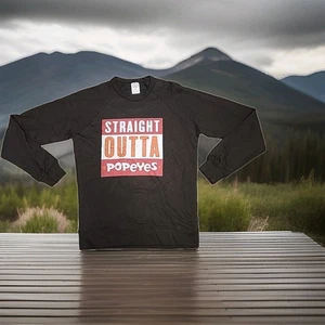 Straight Outta Popeyes Logo Braun Pullover Langarm Sweatshirt Herren Small - Bild 1 von 6