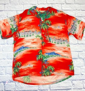 1940’s Iolani Hawaiian Camp Shirt Honolulu Steamboat Theme Sz Large - Picture 1 of 11