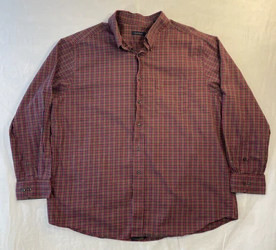 Men's XXL 18 34/35 Red/Blue/Green Plaid Club Room Long Sleeve Button Up Shirt - Image 1 of 4