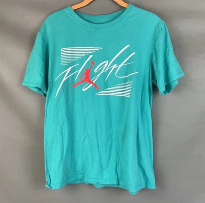 Camisa Jordan Vintage Para Hombre Mediana Azul Aqua Vuelo Baloncesto Manga Corta Foto 1 de 4