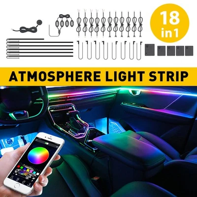 Faixa de luz LED sinfônica acrílica RGB atmosfera interior de carro fibra óptica ambiente - Imagem 1 de 4