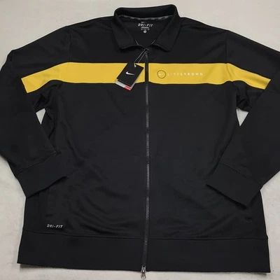Jaqueta Nike Livestrong Masculina GG Preta Amarela Zíper Completo Dri Fit Track Warm Up Nova com etiquetas - Imagem 1 de 4