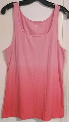 Gap Size XL Ombre Fitted Stretchy Scoop Neck Tank Top in Pink & Coral Orange - Image 1 of 4