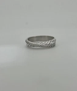 David Yurman Sterling Silver Crossover Ring with Diamonds - Picture 1 of 7