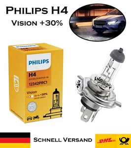 1x Philips H4 Vision 60/55W 12V 12342PRC1 +30% mehr Licht Halogen Ersatz Lampe - Picture 1 of 4