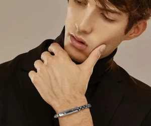 Vintage schwarz Edelstahl Quadrat Rolo Kette Armband Frauen Männer Geschenk 6mm 8,5' - Bild 1 von 3