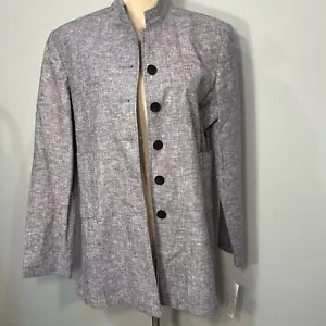 Blazer tunica Audrey B nuovo con etichetta boutique cotone lino taglia 14 - Foto 1 di 8